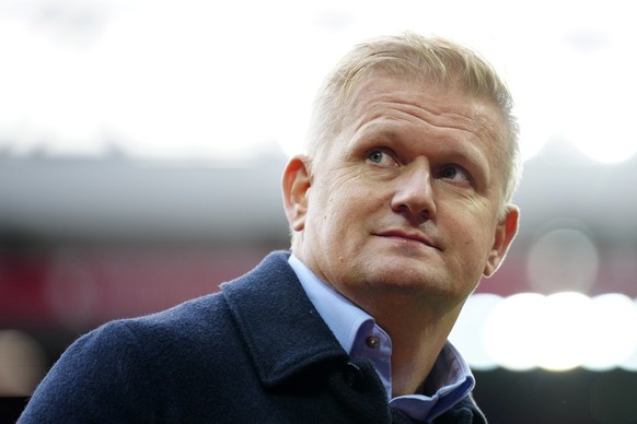 Alf-Inge Haaland, father of Manchester City&#039;s Erling Haaland looks out prior the English Premier League soccer match between Liverpool and Manchester City at Anfield stadium in Liverpool, Sunday, ...