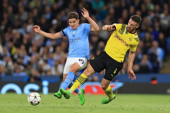 Football - UEFA Champions League - Group G - Manchester City v Borussia Dortmund 14th September 2022 - UEFA Champions League - Group G - Manchester City v Borussia Dortmund - Salih Ozcan of Borussia D ...