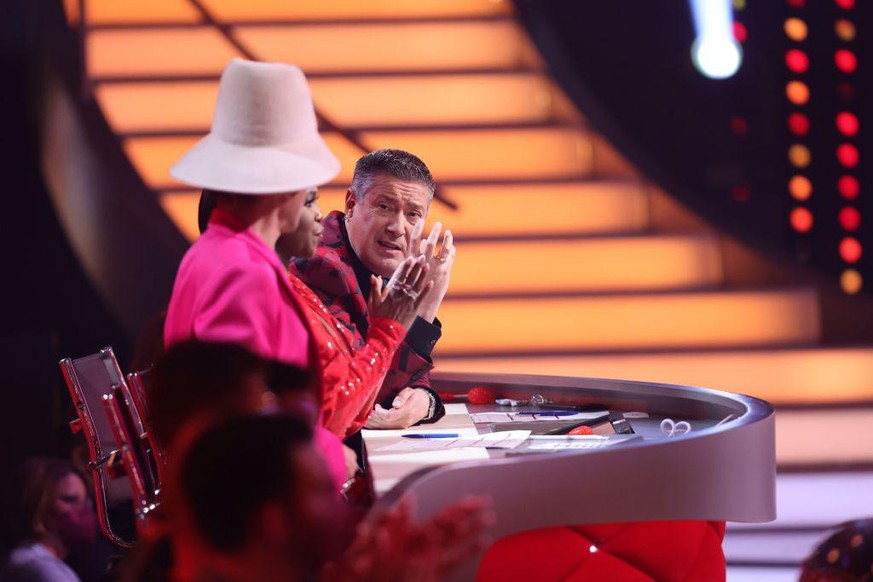 COLOGNE, GERMANY - APRIL 08: Jorge Gonzalez, Motsi Mabuse and Joachim Llambi are seen on stage during the 7th show of the 15th season of the television competition show &quot;Let&#039;s Dance&quot; at ...