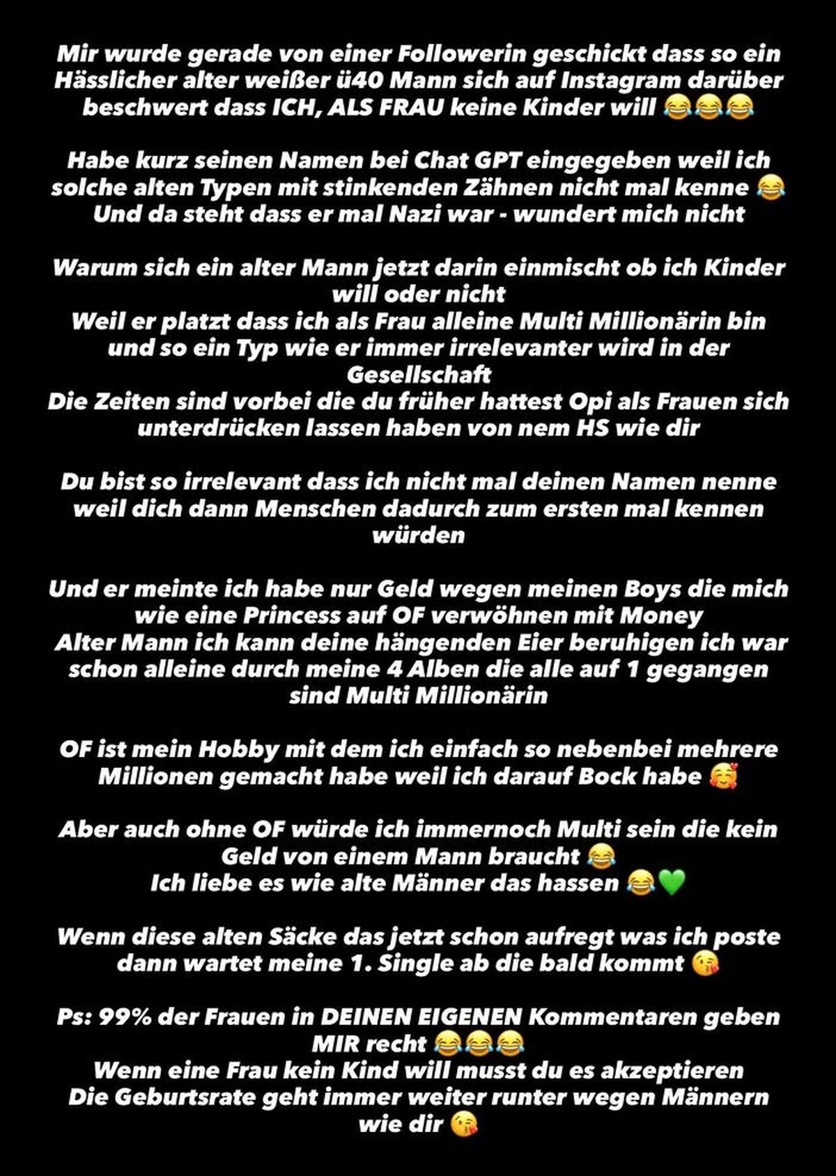 Katja Krasavice rechnet mit dem Post von Philipp Burger ab.