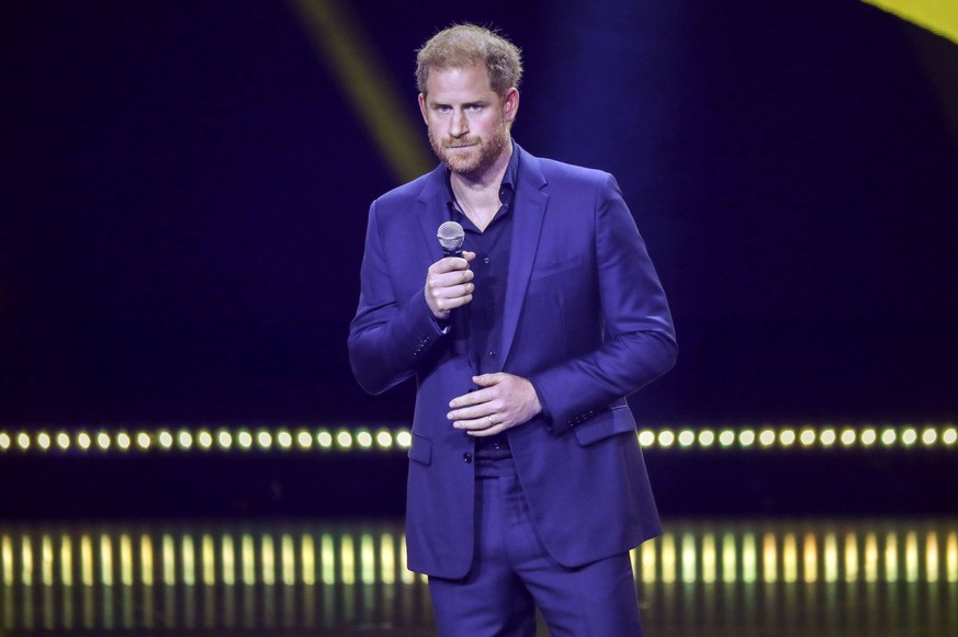 Prinz Harry bei der Abschlusszeremonie der Invictus Games Düsseldorf 2023 in der Merkur Spiel-Arena. Düsseldorf, 16.09.2023 *** Prince Harry at the closing ceremony of the Invictus Games Düsseldorf 20 ...