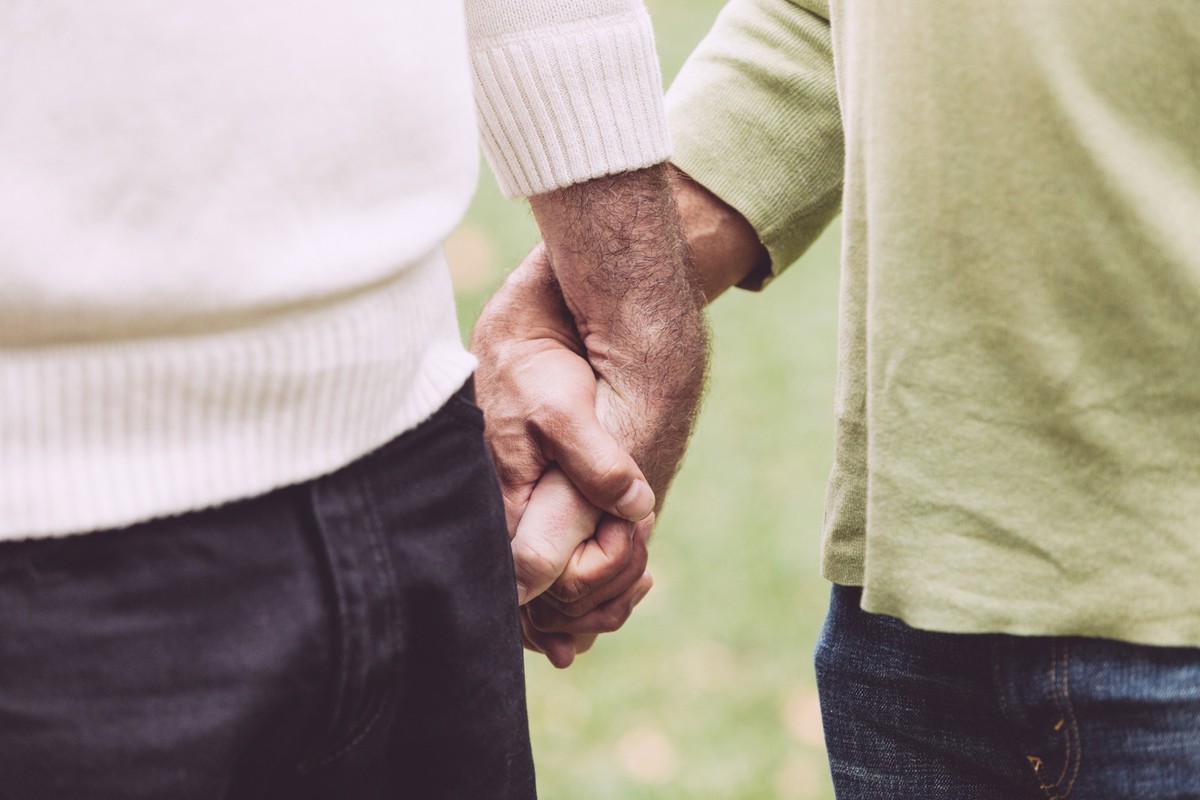 Gay Couple Holding Hands at Park