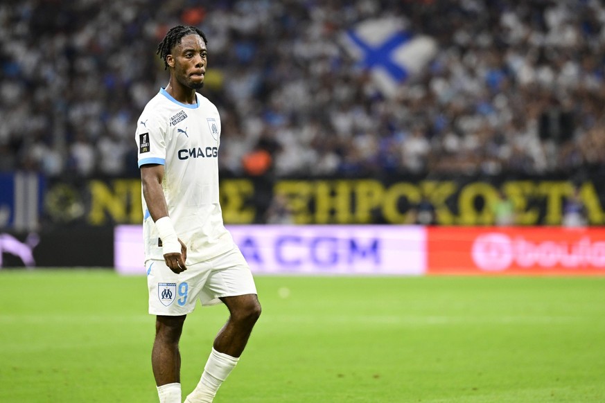 L Olympique de Marseille reçoit le Stade de Reims en clôture de la deuxième journée de Ligue 1 McDonald s à l Orange Vélodrome, le 25 août 2024. Elye Wahi OM FOOTBALL : Olympique de Marseille VS Stade ...