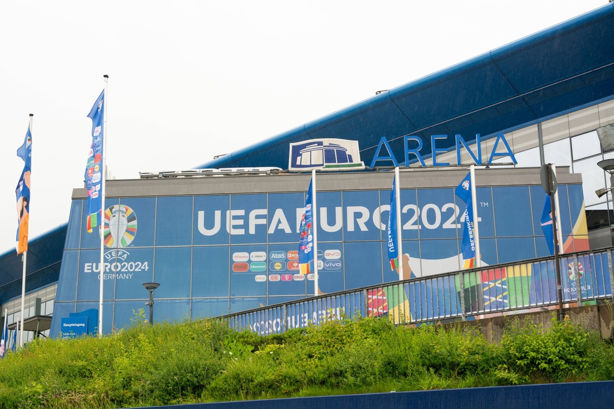 Media Preview Of Veltins Arena In Gelsenkirchen Before The UEFA EURO, EM, Europameisterschaft,Fussball 2024 A general view is showing the outside of Veltins Arena in Gelsenkirchen, Germany, on June 10 ...