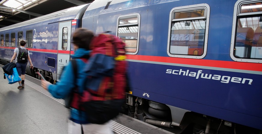 Nachtzug Liegewagen Schlafwagen 03.08. 2023 Zuerich , SCHWEIZ , Nachtzug von Zuerich nach Wien . Nightjet der Österreichischen Bundesbahn OBB *** Night train couchette sleeper 03 08 2023 Zuerich , SWI ...