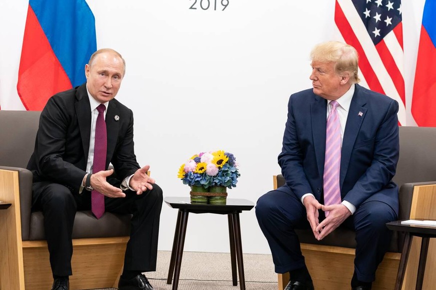 June 28, 2019 - Osaka, Japan - President DONALD TRUMP participates in a bilateral meeting with the President of the Russian Federation VLADIMIR PUTIN during the G20 Japan Summit Friday, June 28, 2019, ...