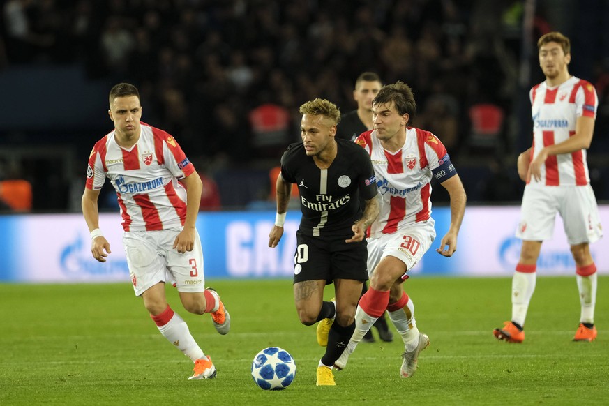 October 3, 2018 - Paris, Ile de France, France - Paris SG Forward NEYMAR JR in action during the Group stage matchday 2 of the Champions League Paris SG against Red Star of Belgrade at the Parc des Pr ...