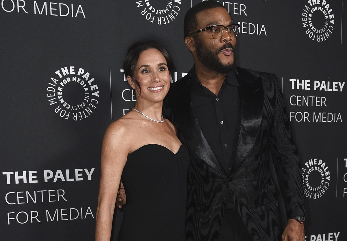 Meghan Markle, left, and Tyler Perry arrive at the Paley Honors Fall Gala on Wednesday, Dec. 4, 2024, at the Beverly Wilshire Hotel in Beverly Hills, Calif. (Photo by Richard Shotwell/Invision/AP)