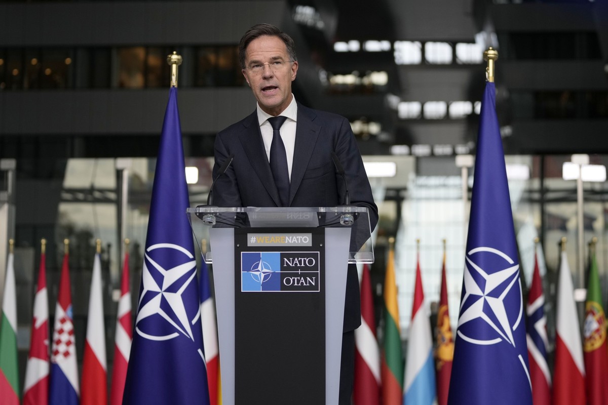 NATO Secretary General Mark Rutte delivers a statement, after a meeting with a high level South Korean delegation including top intelligence and military officials as well as senior diplomats briefed ...