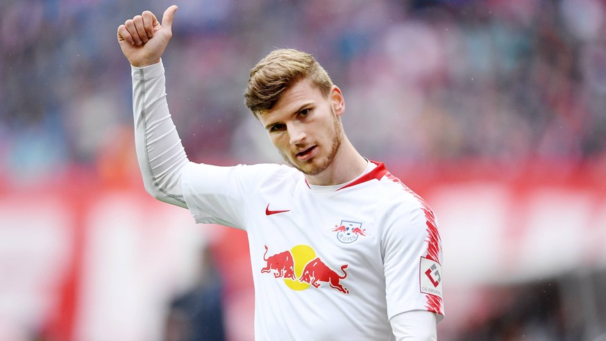 FUSSBALL 1. BUNDESLIGA SAISON 2018/2019 33. SPIELTAG RB Leipzig - FC Bayern Muenchen 11.05.2019 Timo Werner (RB Leipzig) mit Daumen hoch ----DFL regulations prohibit any use of photographs as image se ...