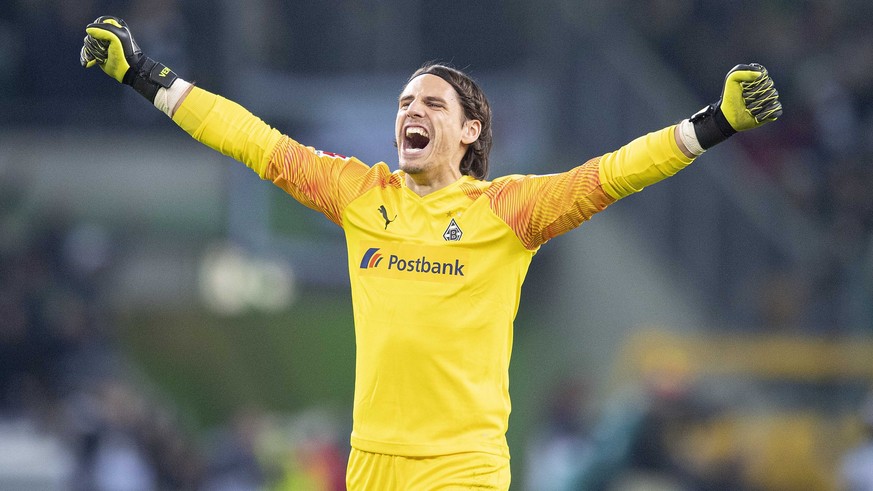 Jubel Torwart Yann SOMMER MG Fussball 1. Bundesliga, 14.Spieltag, Borussia Moenchengladbach MG - FC Bayern Muenchen M, am 07.12.2019 in Moenchengladbach/ Deutschland. *** Jubilation Goalkeeper Yann SO ...