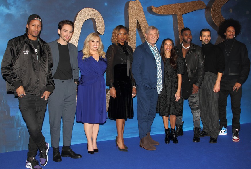 Cats Film Photocall London, UK . Larry Bourgeois, Laurie Davidson, Rebel Wilson, Jennifer Hudson, Ian McKellen, Francesca Hayward, Jason Derulo, Robbie Fairchild and Laurent Bourgeois at the Cats film ...