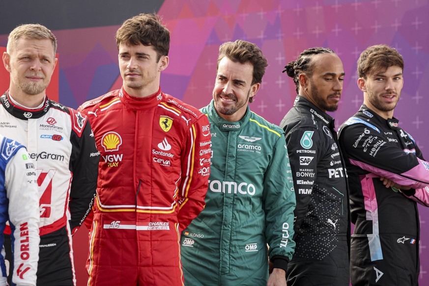 MAGNUSSEN Kevin den, Haas F1 Team VF-24 Ferrari, LECLERC Charles mco, Scuderia Ferrari SF-24, ALONSO Fernando spa, Aston Martin F1 Team AMR24, HAMILTON Lewis gbr, Mercedes AMG F1 Team W15, GASLY Pierr ...