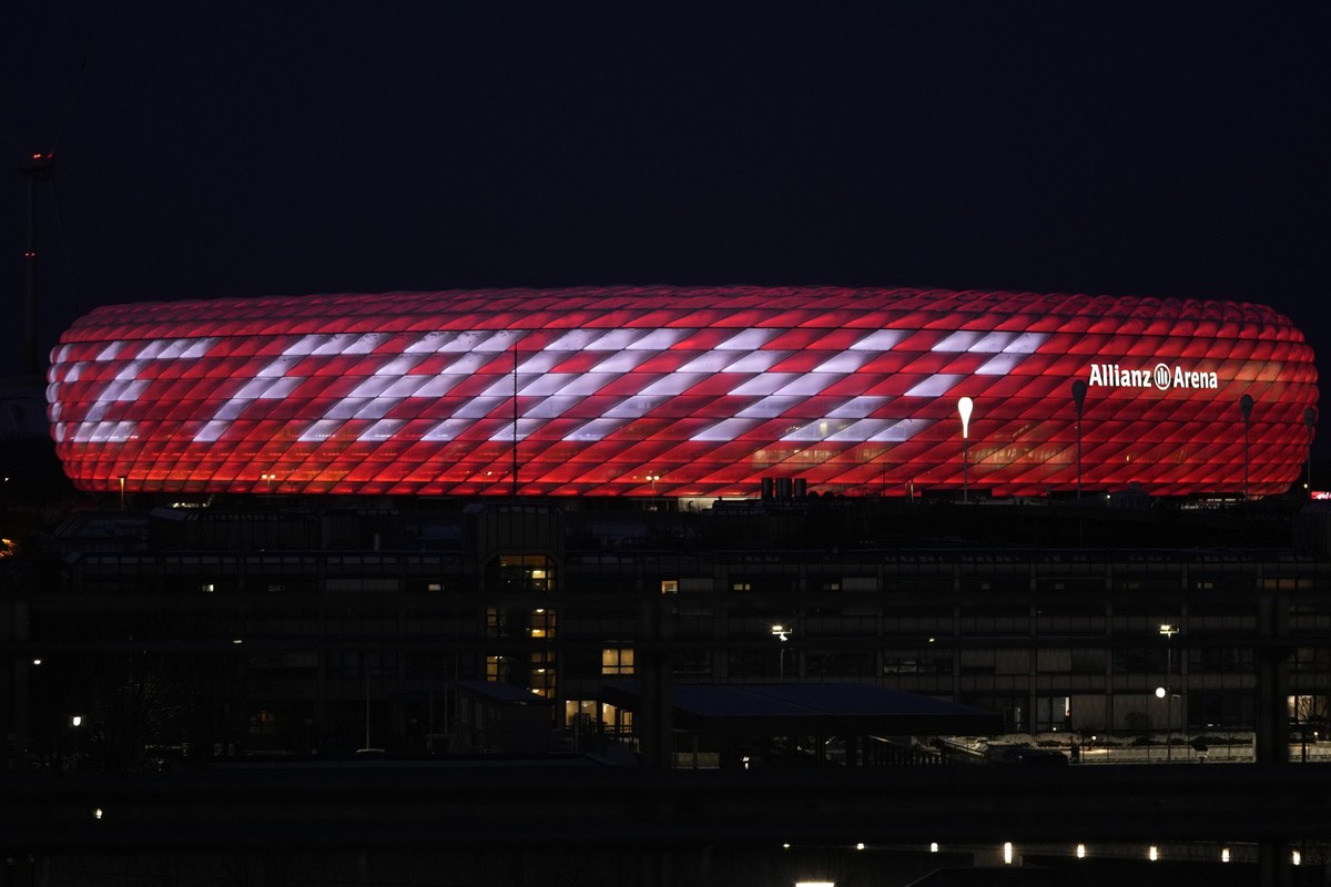 &#039;Danke Franz&#039; reading &#039;Thank you Franz&#039; is written at the FC Bayern Munich soccer club stadium Allianz Arena in Munich, Germany, Tuesday, Jan. 9, 2024. Franz Beckenbauer, who won t ...