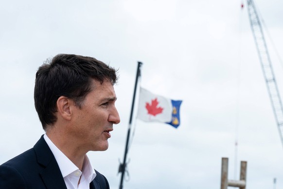 August 19, 2022, les-de-la-Madeleine, Que, Canada: Prime Minister Justin Trudeau speaks during a visit to Les les-de-la-Madeleine, Que., Friday, Aug. 19, 2022. New census data showing a decline in Fre ...