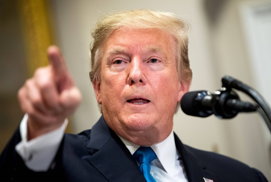 May 23, 2019 - Washington, DC, U.S. - United States President Donald J. Trump delivers remarks on supporting American farmers, in the Roosevelt Room at the White House in Washington, D.C. on May 23, 2 ...