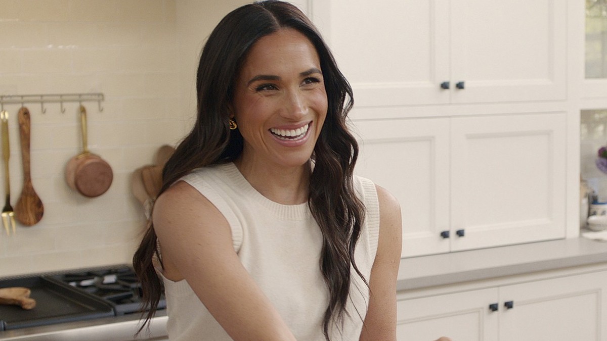 This image released by Netflix shows Meghan, Duchess of Sussex, in a scene from &quot;With Love, Meghan.&quot; (Netflix via AP)