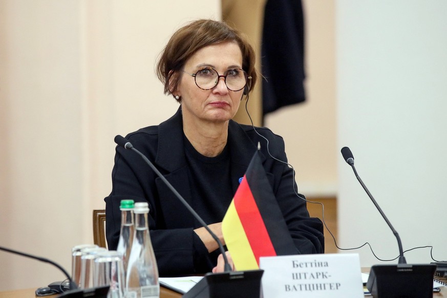 KYIV, UKRAINE - FEBRUARY 6, 2023 - Federal Minister of Education and Research of Germany Bettina Stark-Watzinger attends a meeting with Minister of Education and Science of Ukraine Serhii Shkarlet in  ...