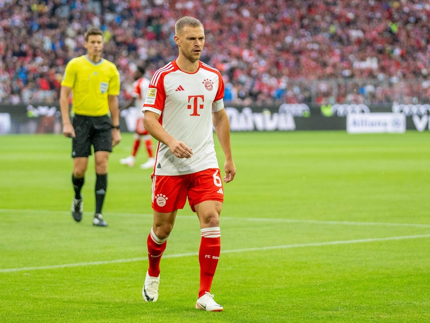 Joshua Kimmich FC Bayern Muenchen, 06, GER, FC Bayern Muenchen FCB vs. FC Augsburg FCA, Fussball, Bundesliga, 2. Spieltag, Spielzeit 2023/2024, 27.08.2023, 19.04.2023, DFB/DFL regulations prohibit any ...