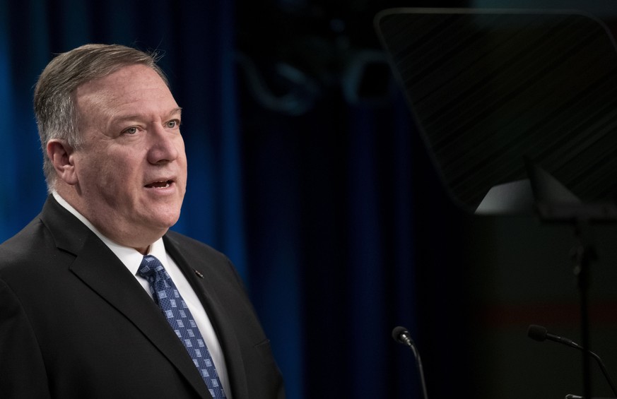 (200226) -- WASHINGTON D.C., Feb. 26, 2020 () -- U.S. Secretary of State Mike Pompeo speaks during a press briefing in Washington D.C., the United States, Feb. 25, 2020. Pompeo said on Tuesday that a  ...