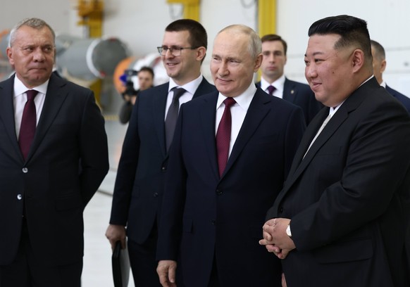 Russia Putin Far Eastern Federal District 8516542 13.09.2023 Russian President Vladimir Putin and North Korean leader Kim Jong Un, accompanied by head of Russian state space corporation Roscosmos Yuri ...