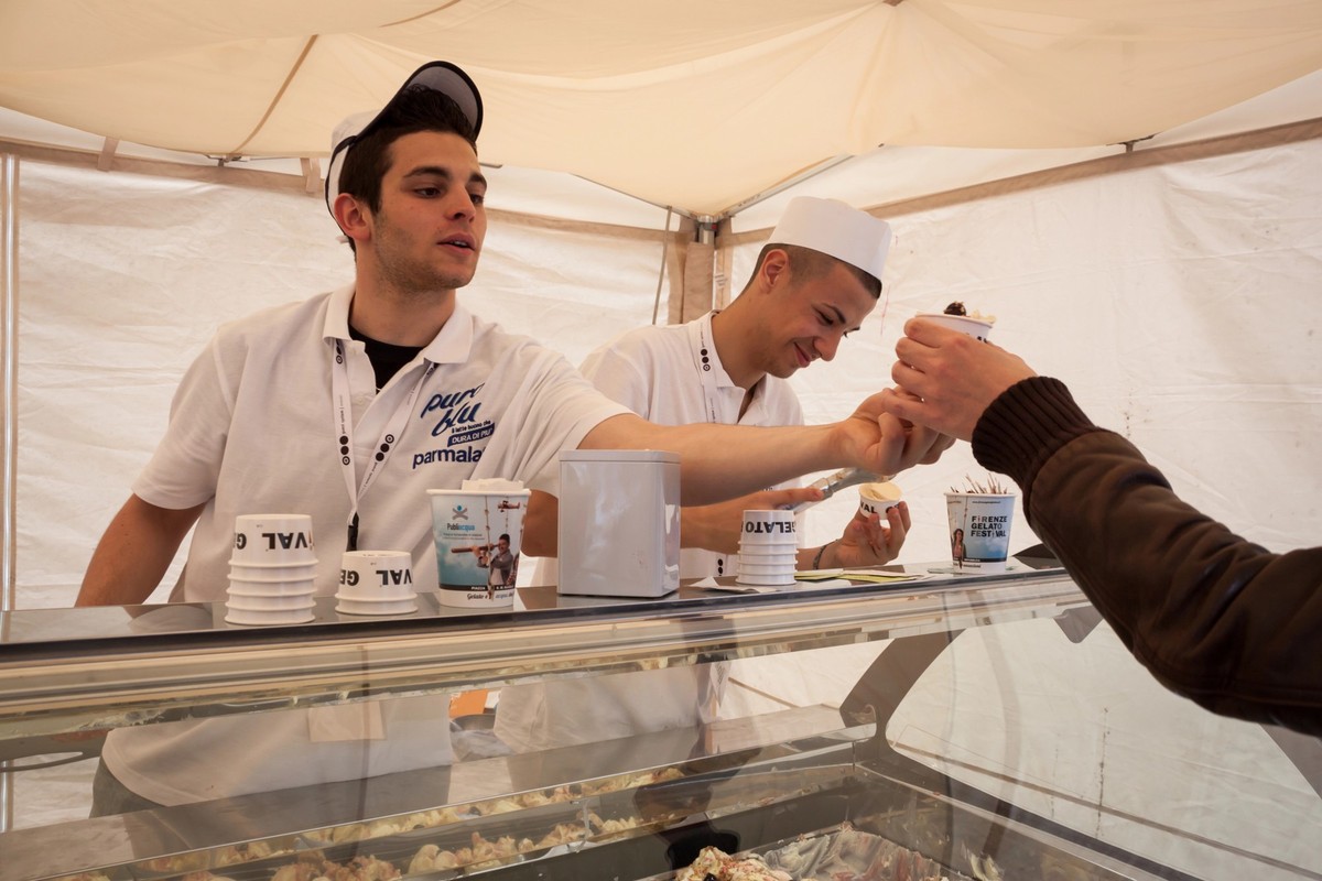 MILAN, ITALY - JUNE 1: visit Gelato Festival, annual event dedicated to the Italian ice cream tradition with a big public tasting in Milan JUNE 1, 2013 model released