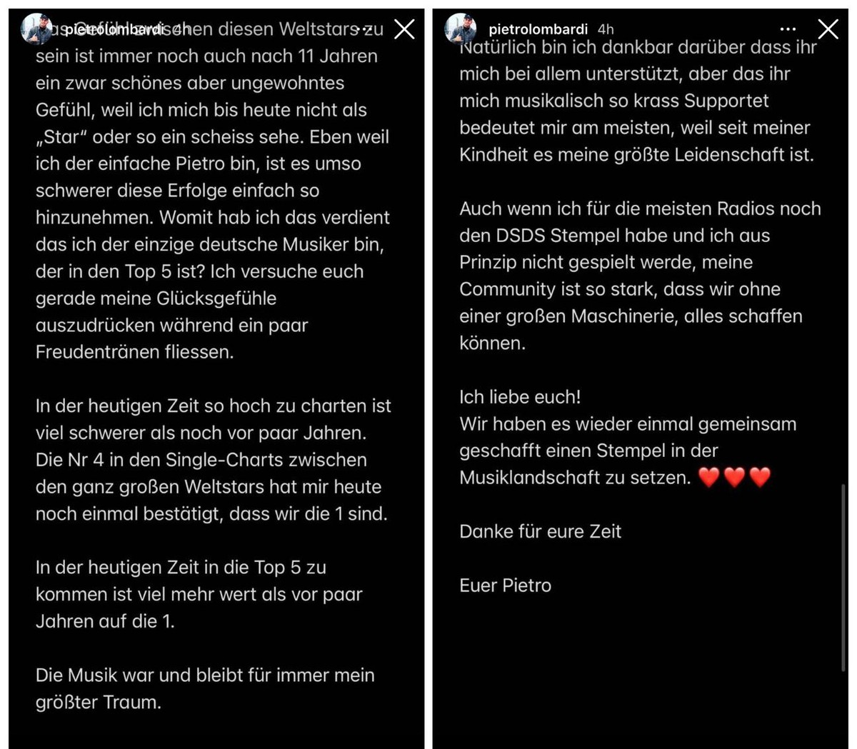 Ausführlich erklärte er, was der Erfolg für ihn bedeutet.