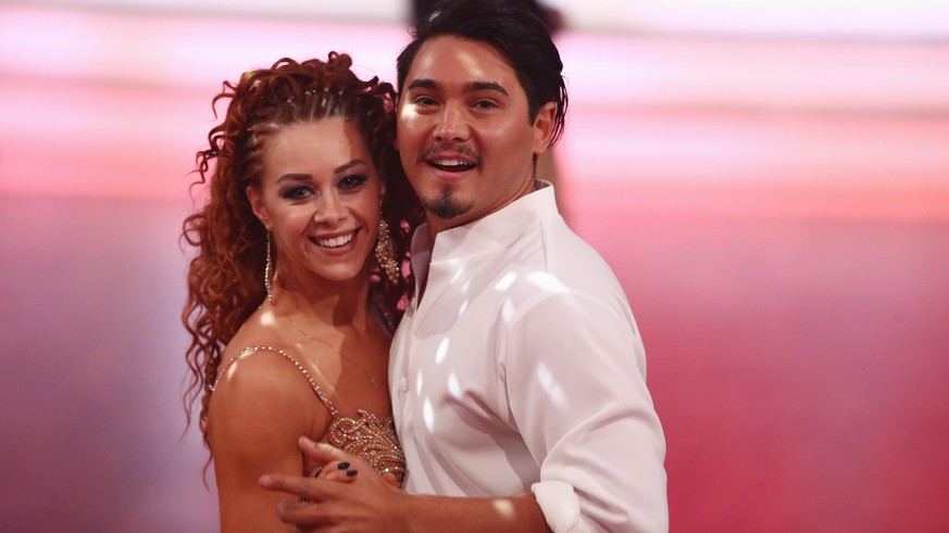 COLOGNE, GERMANY - MAY 06: Erich Klann and Oana Nechiti smile during the 8th show of the television competition &#039;Let&#039;s Dance&#039; on May 06, 2016 in Cologne, Germany. (Photo by Andreas Rent ...