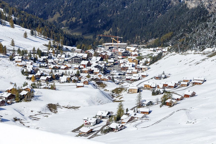 Aerial shot of Malbun village in Leichtenstein