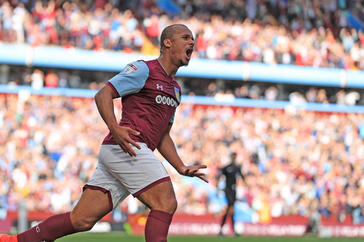 August 5th 2017, Villa Park, Aston, Birmingham England; Sky Bet Championship; Aston Villa versus Hull City; Gabriel Agbonlahor of Aston Villa celebrates after scoring as he makes it 1-0 xShaunxBrooksx ...