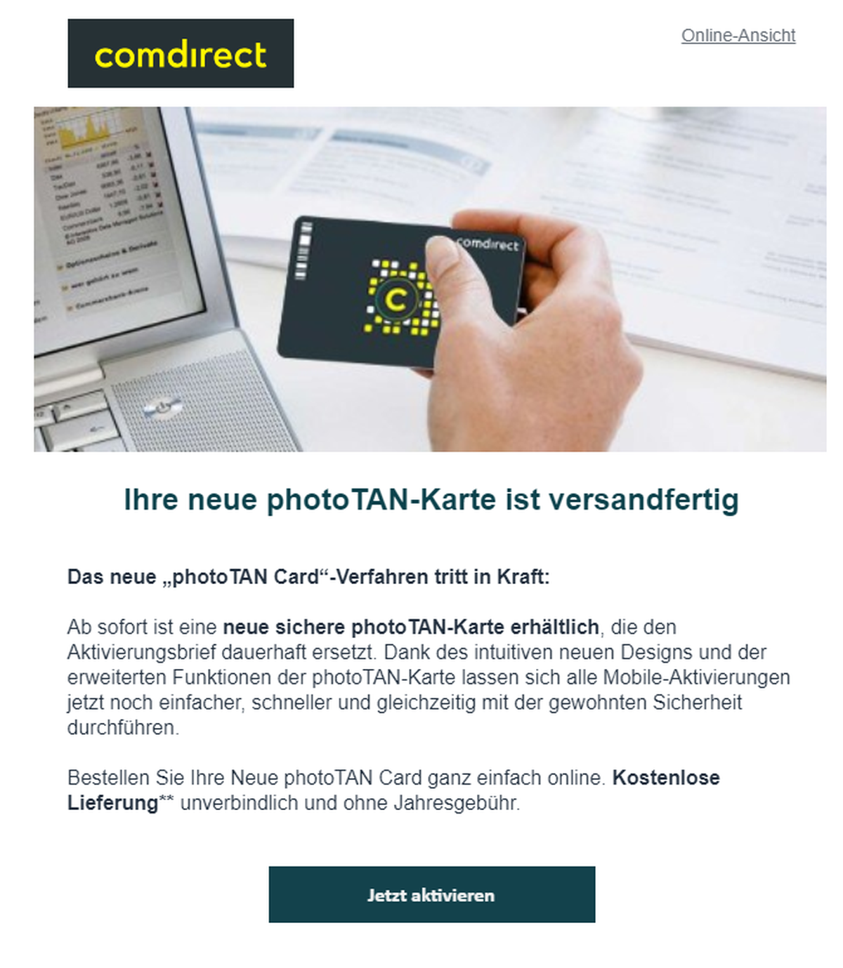 Die Mail sieht täuschend echt aus und ist mit dem Logo der Bank versehen.
