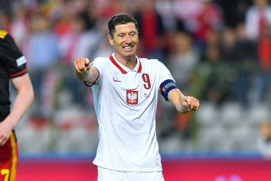 2022.06.08 Bruksela Pilka nozna Liga Narodow UEFA Belgia - Polska N/Z Robert Lewandowski Foto Pawel Andrachiewicz / PressFocus 2022.06.08 Bruksela Football UEFA Nations League Belgium - Poland Robert  ...