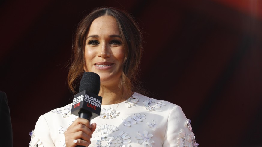 NEW YORK, NEW YORK - SEPTEMBER 25: Meghan, Duchess of Sussex speaks onstage during Global Citizen Live, New York on September 25, 2021 in New York City. (Photo by John Lamparski/Getty Images,)