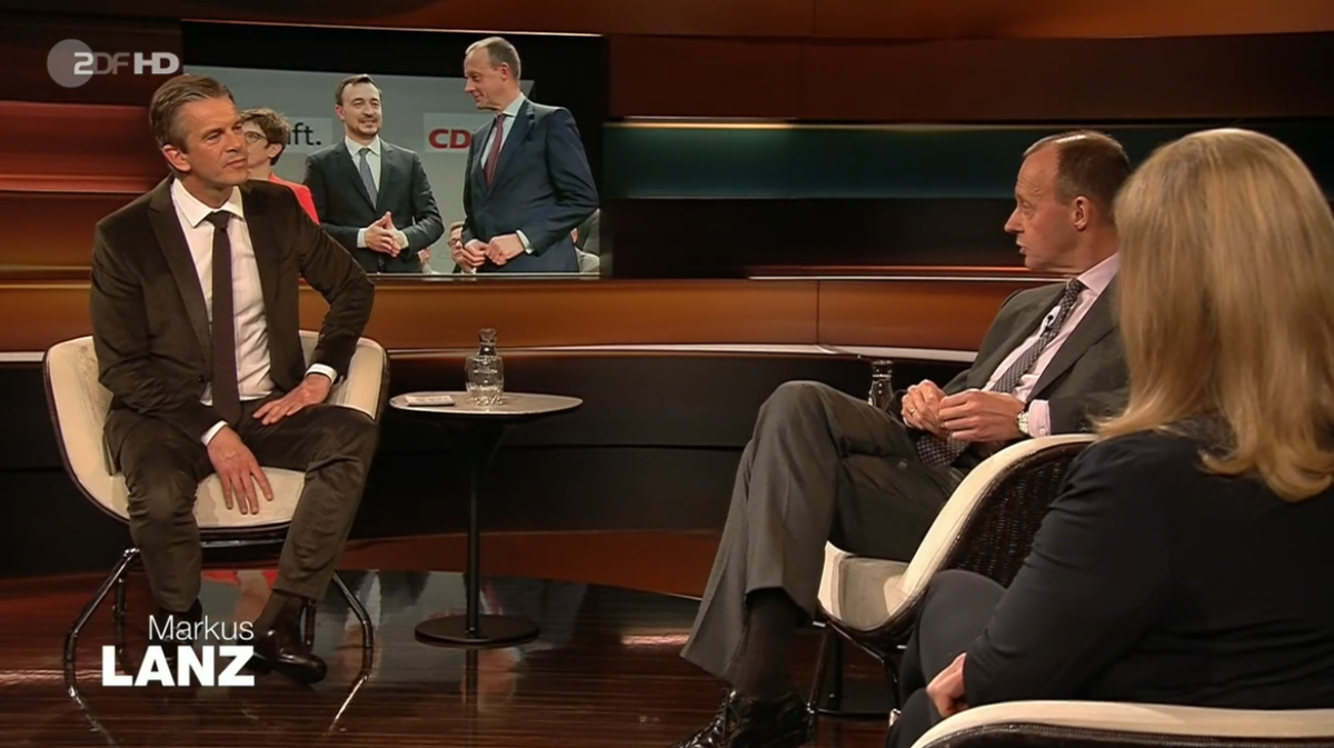 Friedrich Merz und Markus Lanz sprechen über Merz' Ambitionen.
