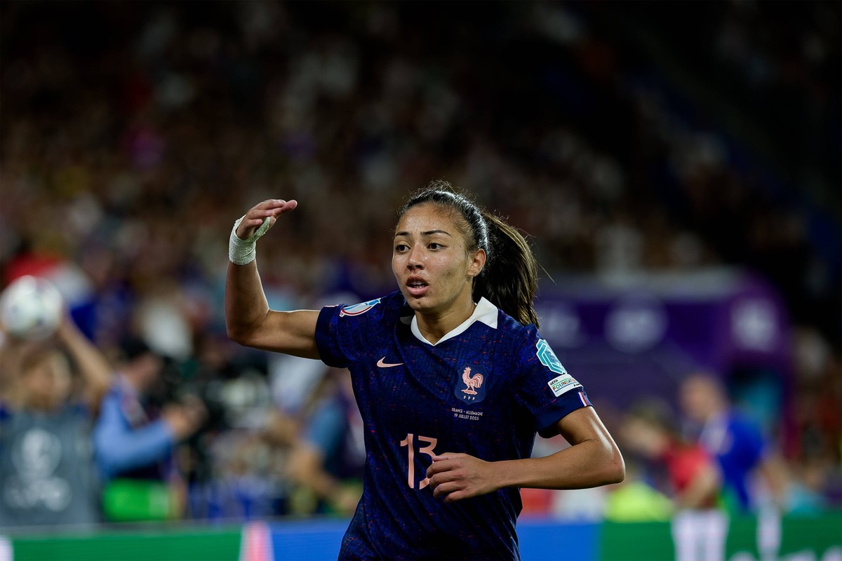 Basel, Switzerland, July 19th 2025: Selma Bacha 13 France during the UEFA Womens EURO 2025 Quarter-Final match between France and Germany at St. Jakob-Park in Basel, Switzerland. Pedro Porru / SheKick ...