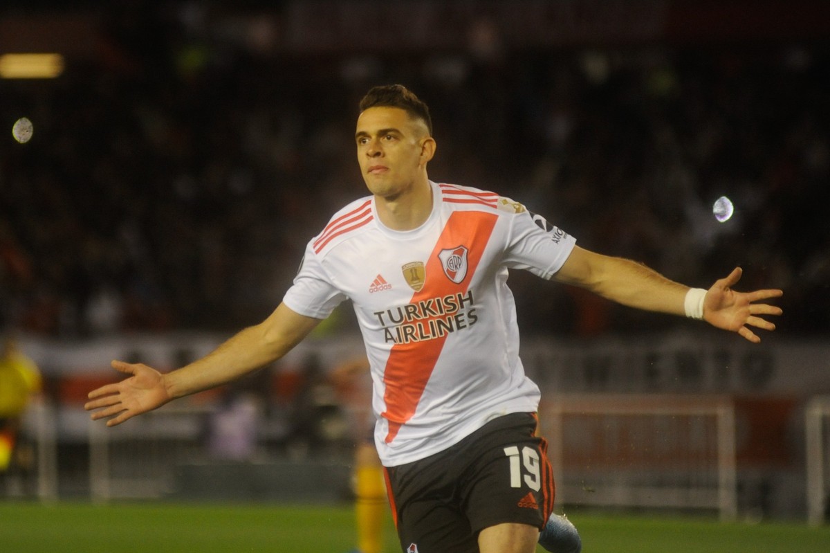 River Plate x Boca Juniors BUENOS AIRES, AR - 01.10.2019: RIVER PLATE X BOCA JUNIORS - River Plate&amp; 39fael San Santos Borre celebrates after scoring against Boca Juniors during a match between Riv ...