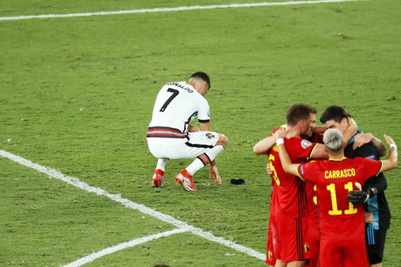 Cristiano Ronaldo POR, JUNE 27, 2021 - Football / Soccer : Ronaldo dejected after losing UEFA EURO, EM, Europameisterschaft,Fussball 2020 Round of 16 match between Belgium 1-0 Portugal at the La Cartu ...