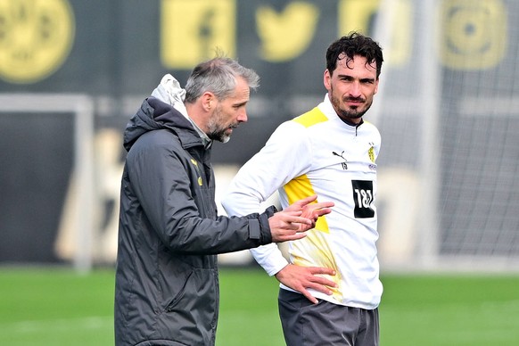 Ex-BVB-Coach Marco Rose (l.) und Mats Hummels.