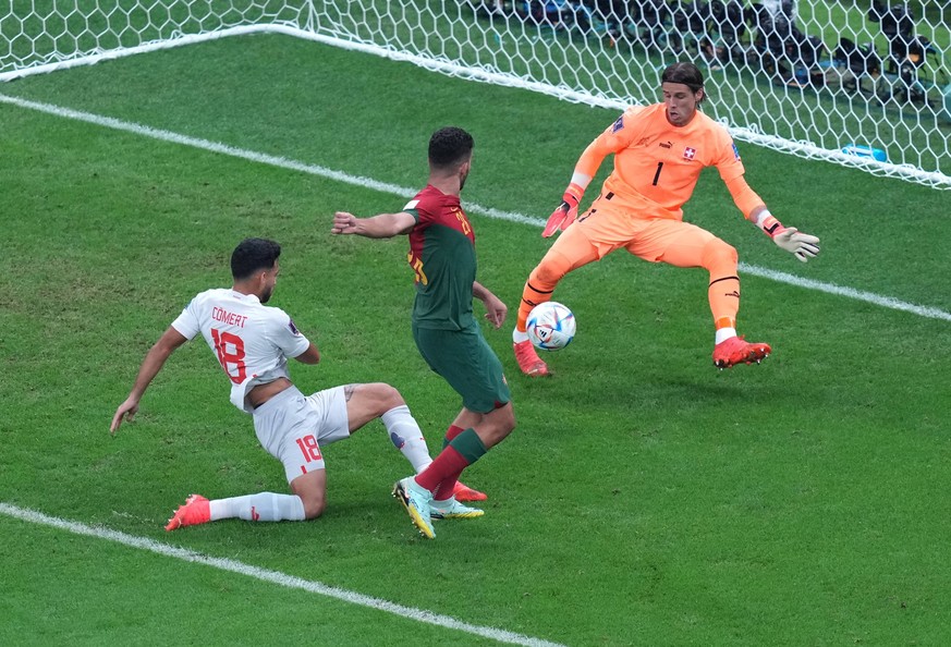 Portugal v Switzerland - FIFA World Cup, WM, Weltmeisterschaft, Fussball 2022 - Round of 16 - Lusail Stadium Portugal s Goncalo Ramos scores their side s third goal of the game during the FIFA World C ...