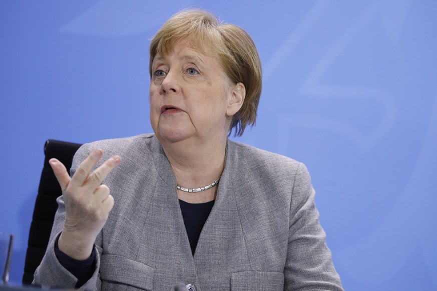 Bundeskanzlerin Angela Merkel, Deutschland, Berlin, Bundeskanzleramt, Pressekonferenz von Bundeskanzlerin Merkel im Anschluss an das Gespräch mit den Regierungschefinnen und -chefs der Länder im Zusam ...