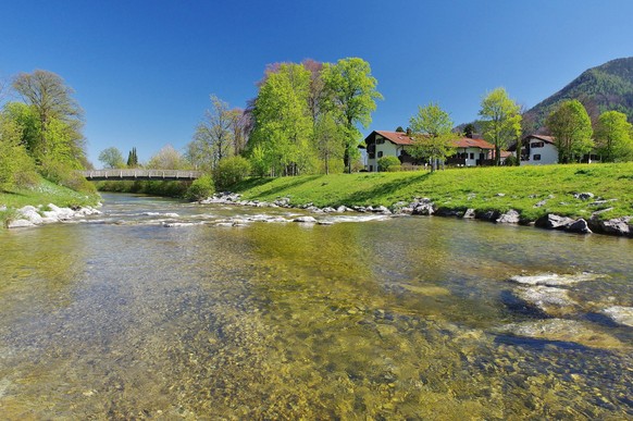 View of the Prien in Aschau im Chiemgau,Upper Bavaria,Southern Germany