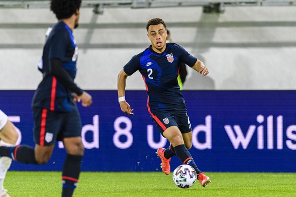 May 30, 2021, St. Gallen, Switzerland: Sergiâo Dest of United States runs with the ball during the international friendly match between Switzerland and United States at Kybunpark Stadium on May 30,  ...