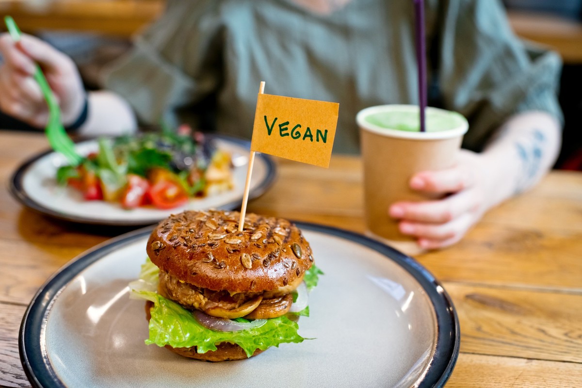Vegan woman in a cafe