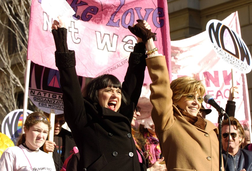 Jane Fonda bei einem Anti-Kriegs-Protest im Jahr 2007.