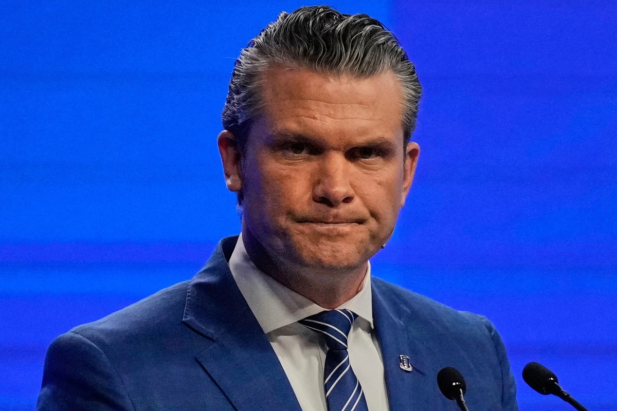 U.S. Defense Secretary Pete Hegseth delivers his speech during the 22nd Shangri-La Dialogue summit in Singapore, Saturday, May 31, 2025. (AP Photo/Anupam Nath)