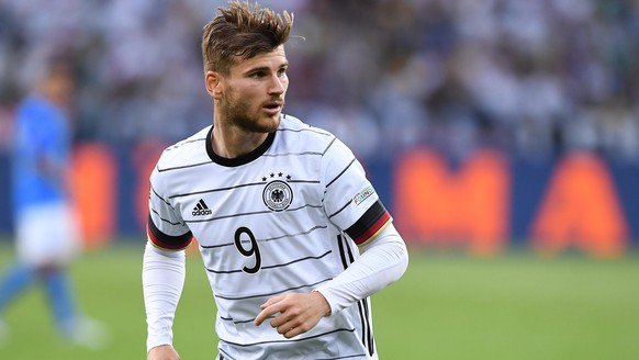 Fußball UEFA Nations League Deutschland - Italien am 14.06.2022 im Borussia-Park in Mönchengladbach Timo Werner ( Deutschland ) DFB regulations prohibit any use of photographs as image sequences and/o ...