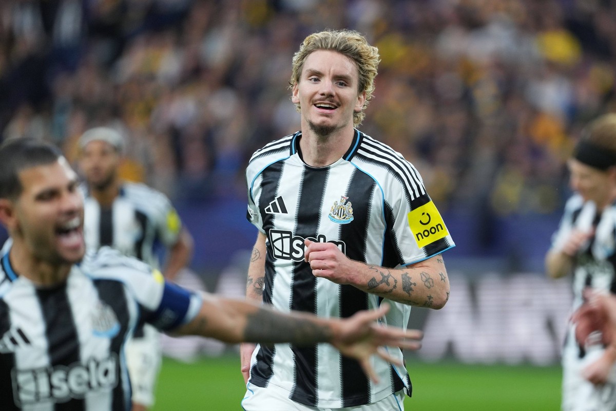 Nick Woltemade of Newcastle celebrates after he deflects a shot by Sandro Tonali of Newcastle into the net to make it 1-0 Union St Gilloise v Newcastle, UEFA Champions League, Group Stage, Football, L ...