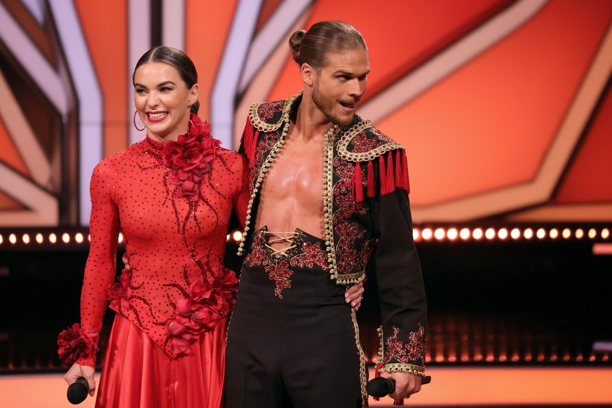 COLOGNE, GERMANY - MAY 14: Rurik Gislason and Renata Lusin react after their performance on stage during the 10th show of the 14th season of the television competition &quot;Let&#039;s Dance&quot; on  ...