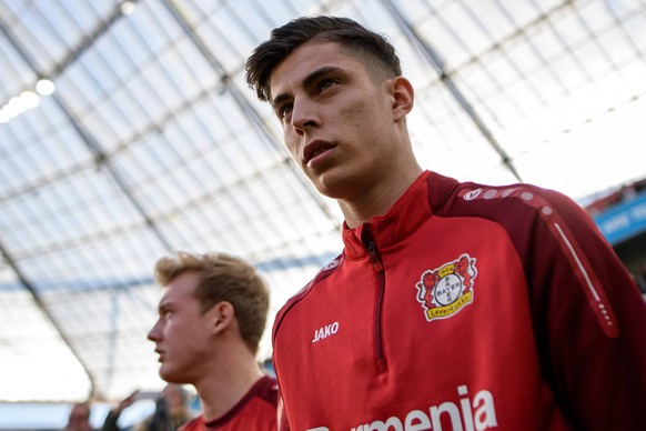 Bayer 04 Leverkusen vs FC Schalke 04, Fussball Bundesliga, 25.02.2018 Kai Havertz (Bayer 04 Leverkusen 29) und Julian Brandt (Bayer 04 Leverkusen 10 - li) beim Bundesligaspiel zwischen Bayer 04 Leverk ...