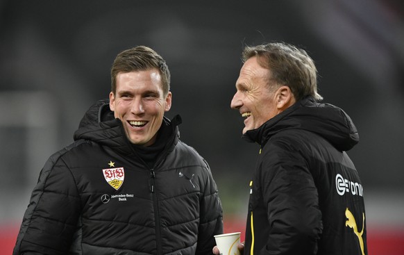 Die verstehen sich: Hannes Wolf (l.) lacht mit Aki Watzke um die Wette.